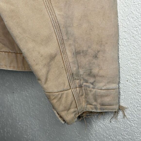 VTG 90’s Carhartt Detroit Blanket Lined Work Jacket Trashed Sun Faded Size Small - Picture 7 of 11